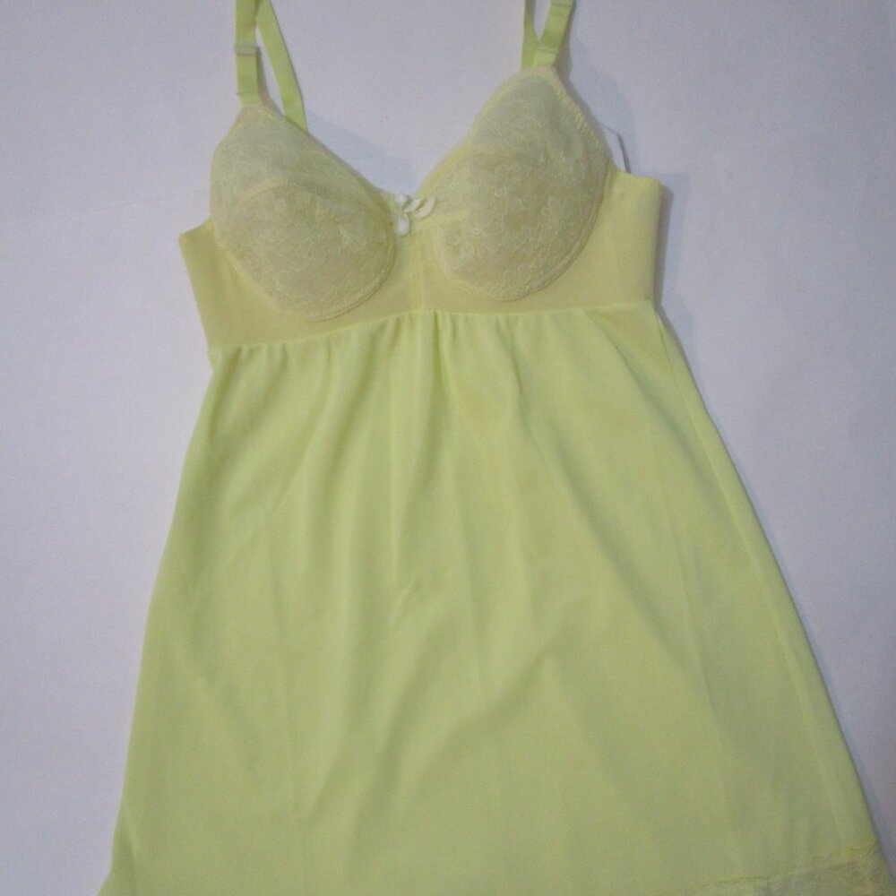 Perky Molded Cup Mini Bra Slip Mod 1960s Yellow Girlie Boudoir